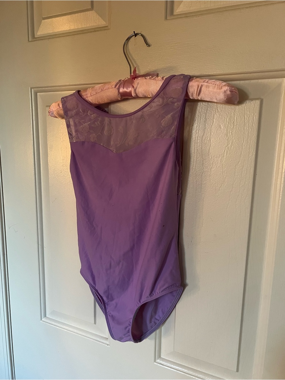 Girls' Lavender Dance Leotard with Sheer Yoke